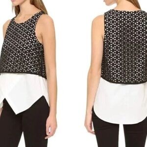 Derek Lam 10 Crosby - Black and White Eyelet Layered, Size 4 NWOT